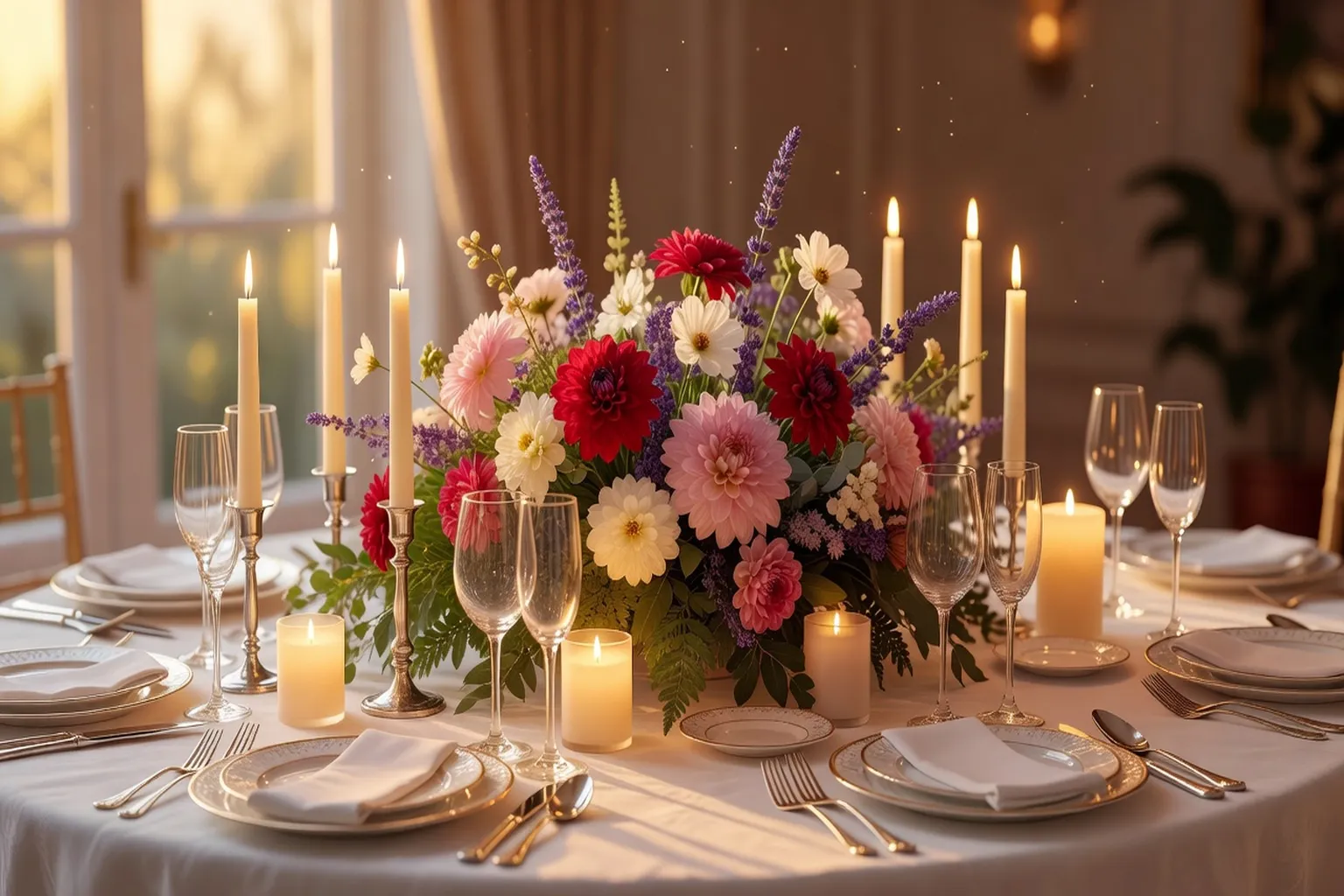 Centre de table fleuri pour un mariage de destination en Europe de l'Est