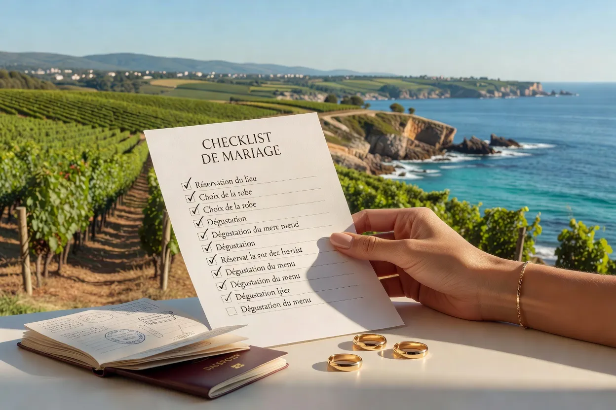 Main tenant une checklist de documents pour un mariage à l'étranger