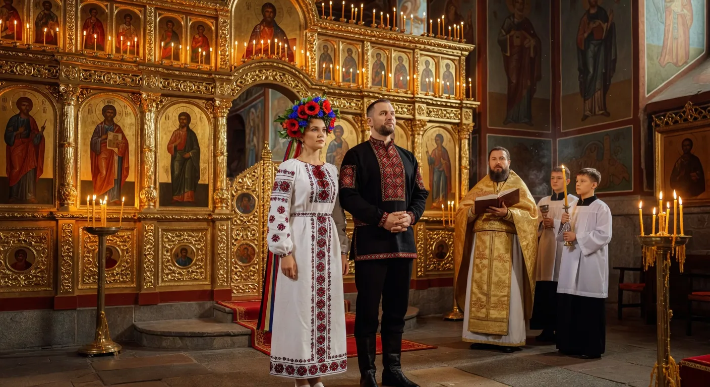 Cérémonie de mariage orthodoxe en Ukraine