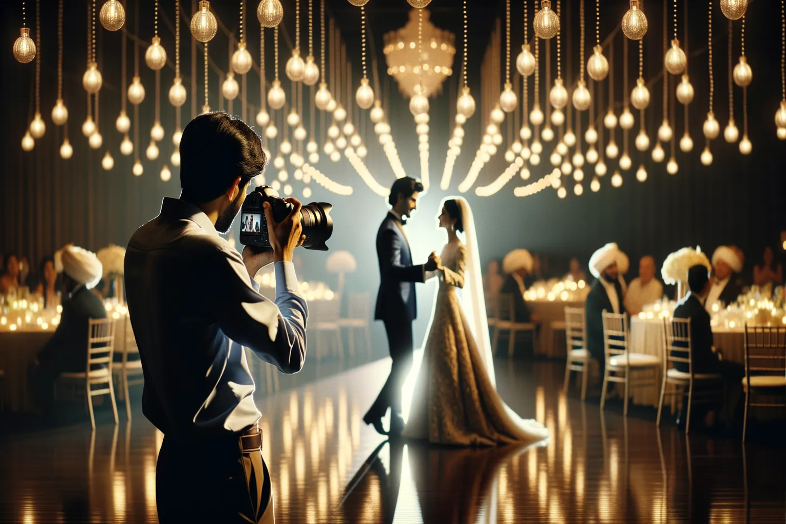 Photographe de mariage en action