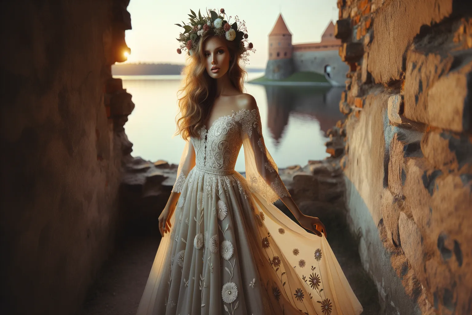 Mariée en robe de mariage en Lituanie