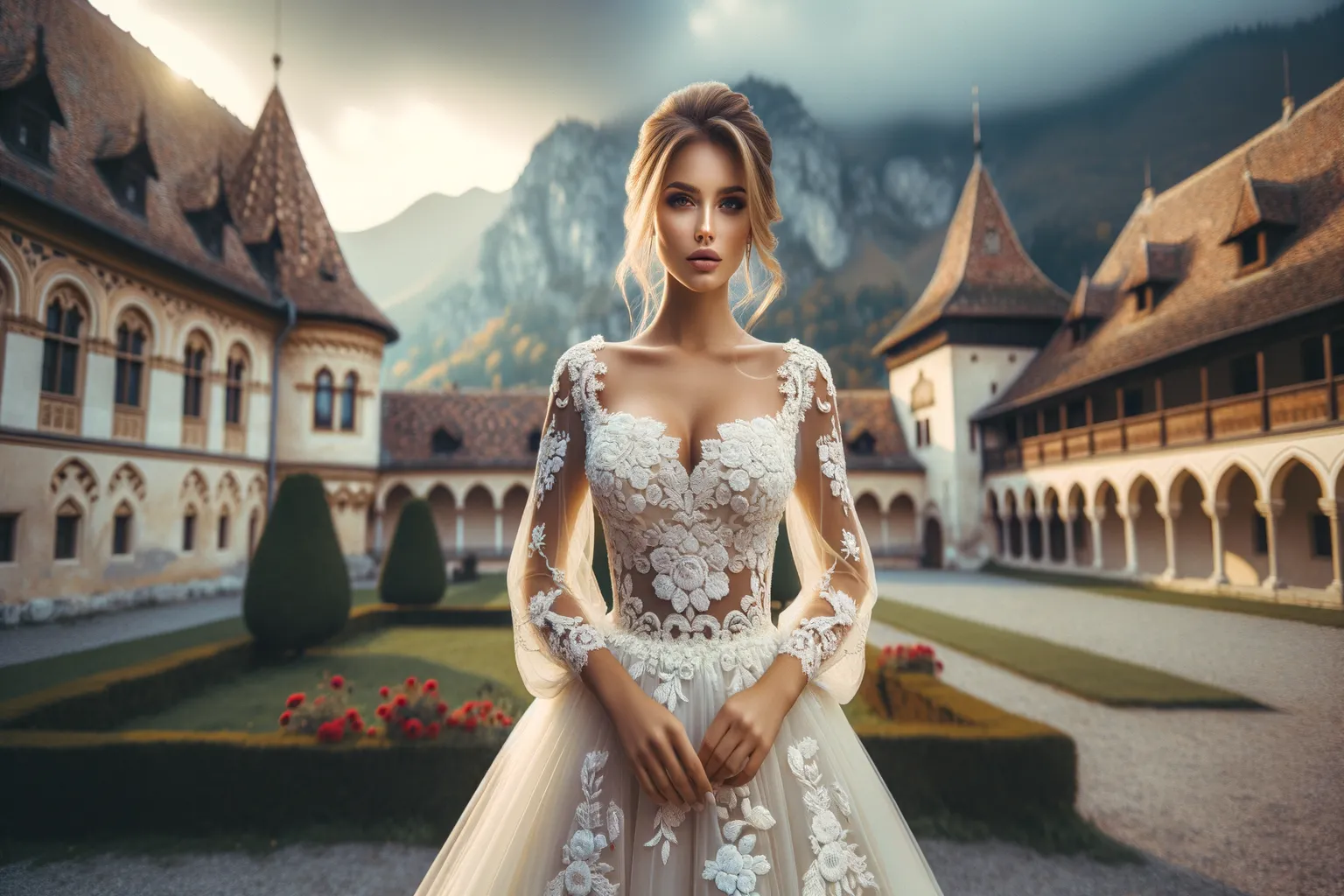 Mariée en robe de mariage en Roumanie