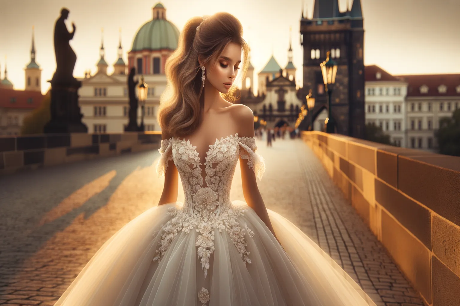 Mariée en robe de mariage en Tchéquie